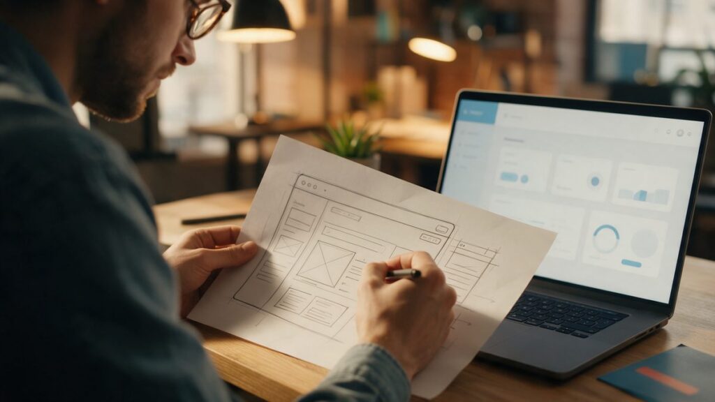 Progettazione di un'applicazione web su misura accanto al computer