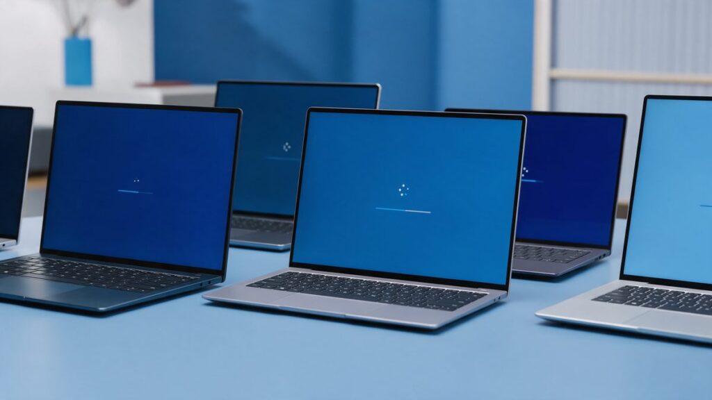 Aggiornamenti software in corso su piu' computer aziendali